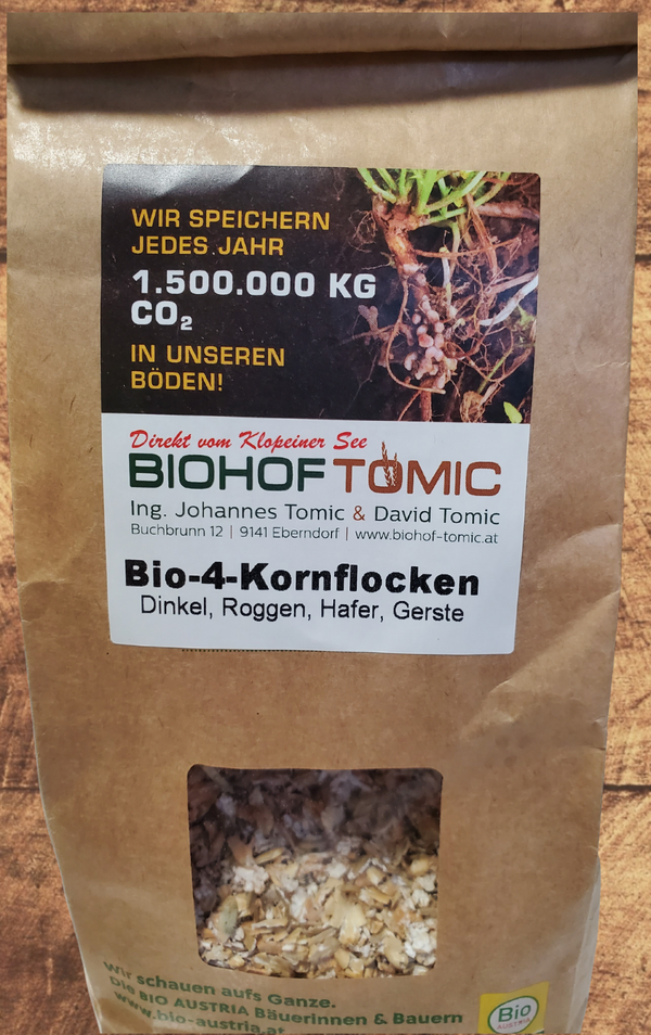 Bio 4-Kornflocken Dinkel, Roggen, Hafer, Gerste